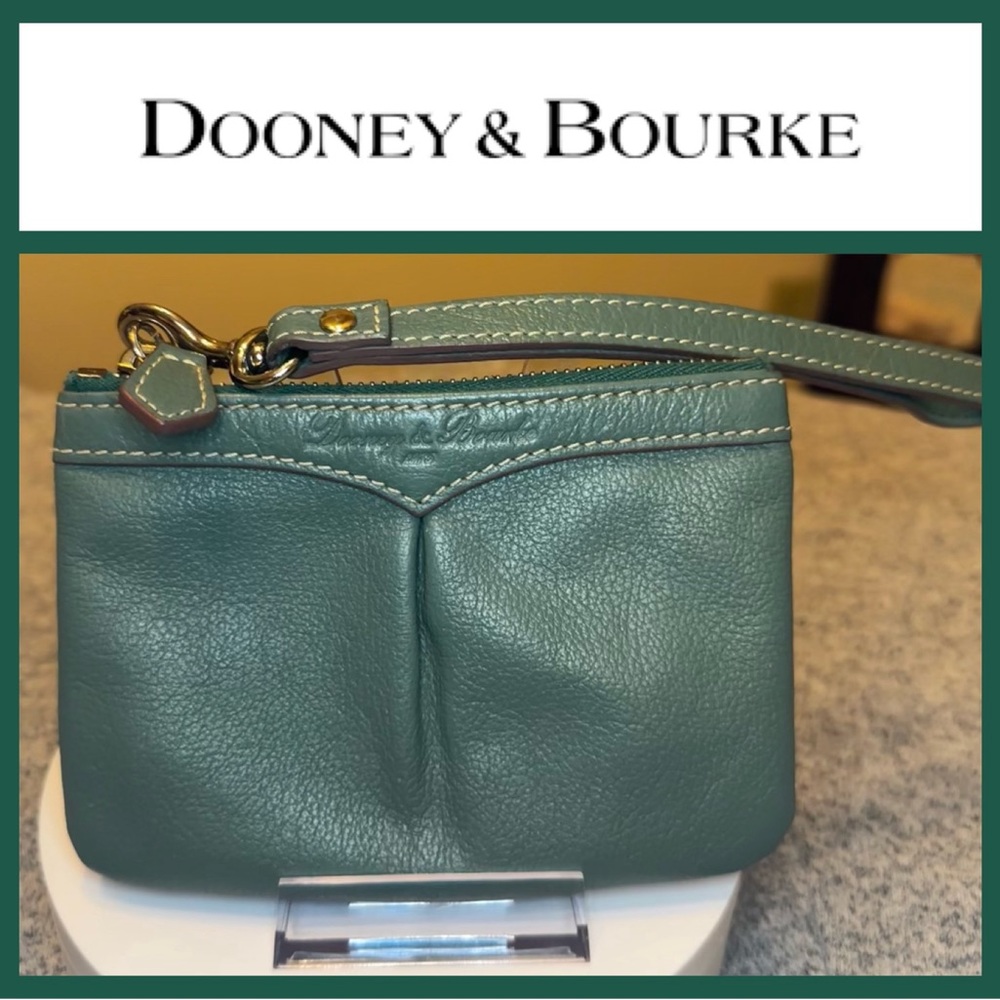 90s Vintage Dooney & Bourke Sage Green Leather Wristlet - Rare Find!